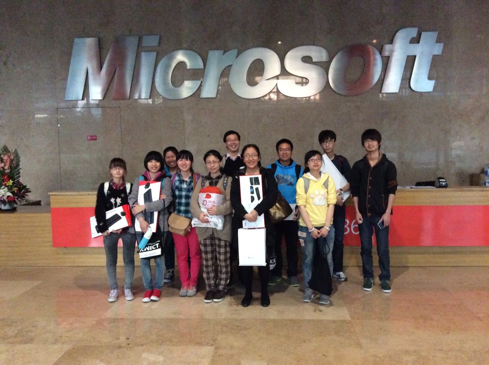 All students posing photos at Microsoft